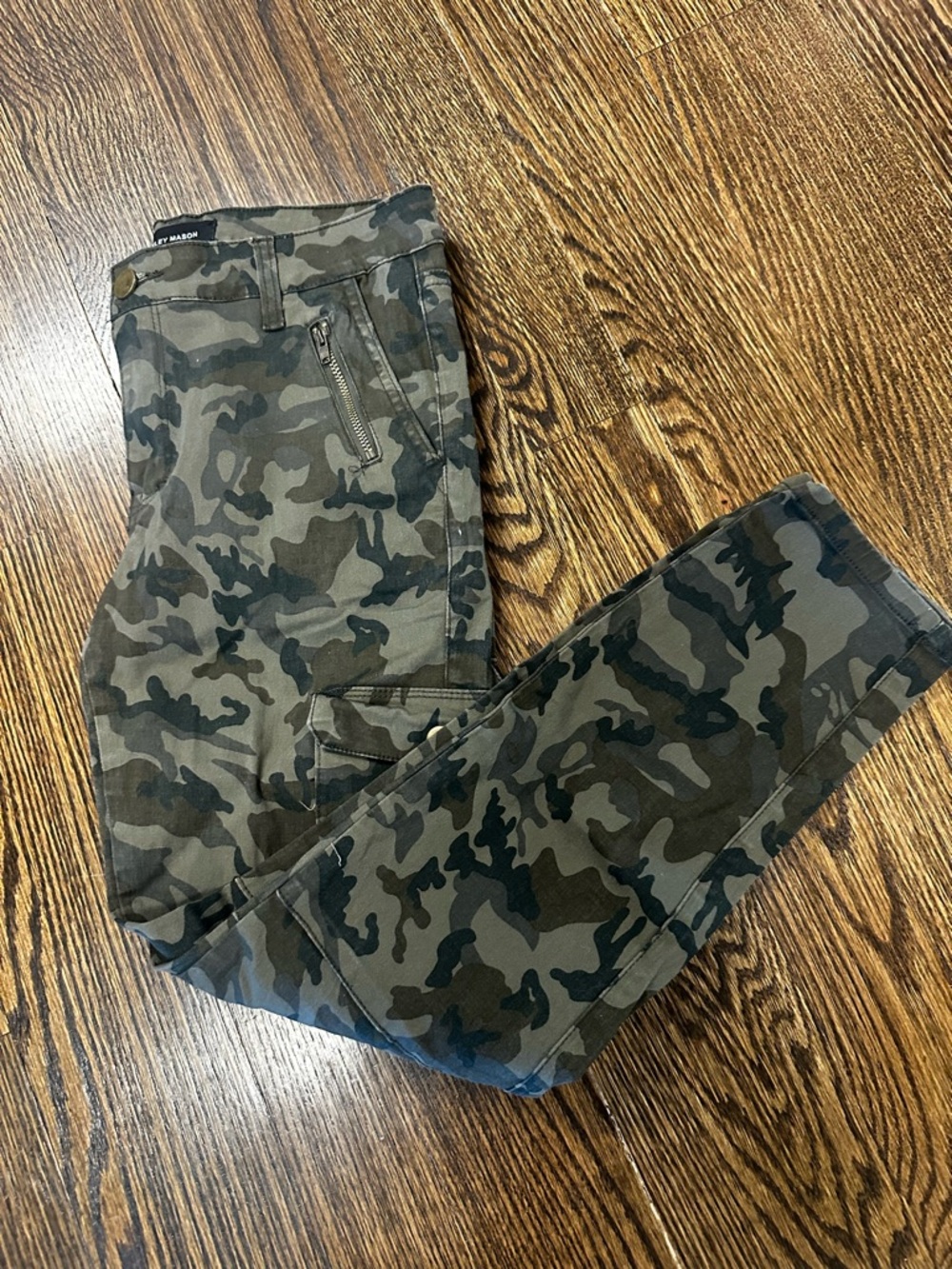 Ashley Mason Olive and Black Camo Slim Cargo Pants
